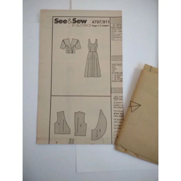 Vintage Butterick 4797 See Sew 2 Piece Dress Jacket Misses 6-8-10 UNCUT … - Picture 8 of 9